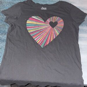 Circo Charcoal Tee with Striped Heart Design